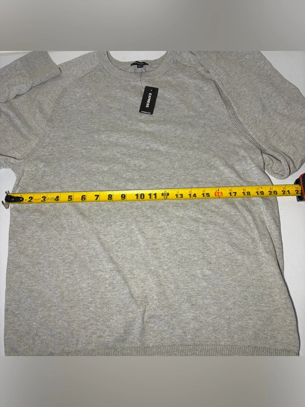 NWT Express Gray Solid 100% Cotton Knit Crew Neck Pullover Sweater Men's Size M